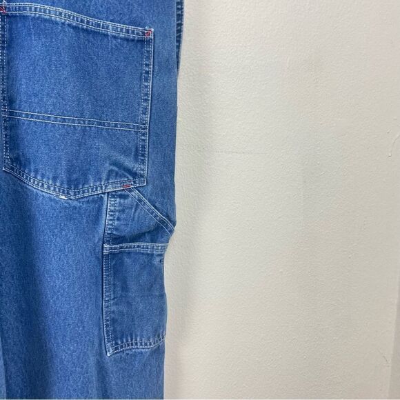 Round House Mens 50 Denim Bib Carpenter Overalls Unisex Vintage Work Granola - Picture 12 of 15